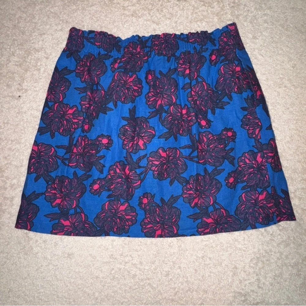 J. Crew Blue and Pink Floral Mini Skirt